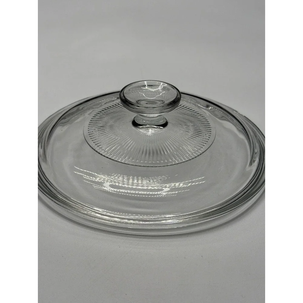 Clear Glass Pot Lid Replacement With Knob‎ Ribbed Design Pyrex G5C
